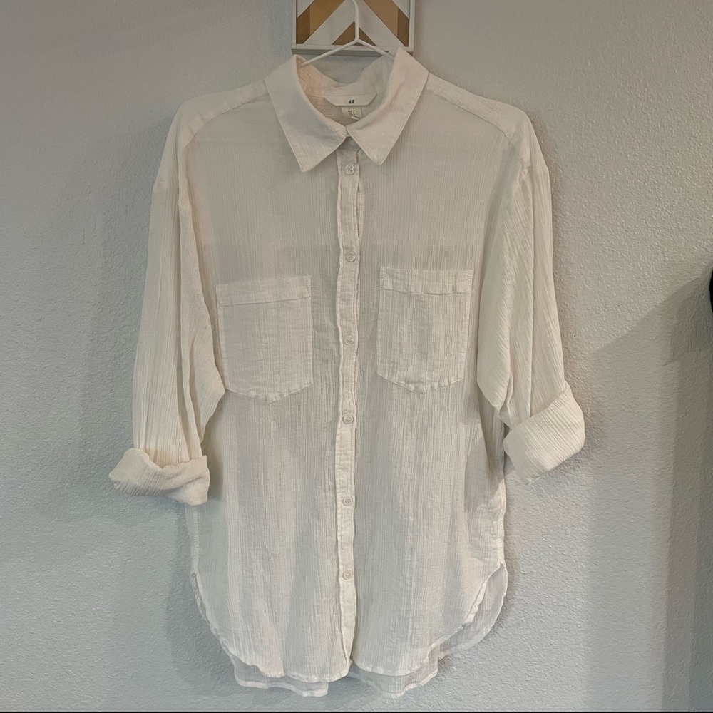 H&M Crinkle Cotton Button Down Shirt